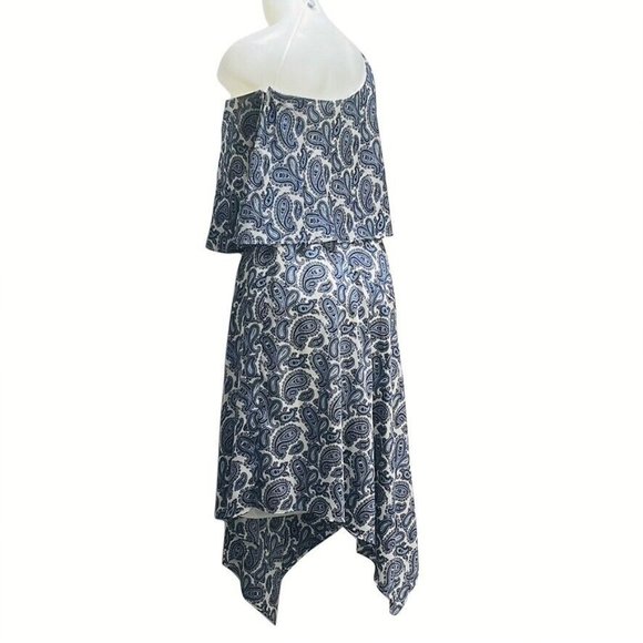 BANANA REPUBLIC Dress Size 8 Blue and White Paisley Size 8 - Picture 3 of 12